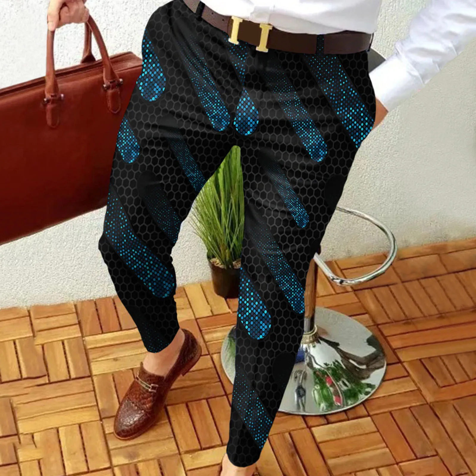 

2022 New Casual Fashion Zipper Men's Pants Polka Dot Pattern Pants Thin Waist Jogger Casual Trousers Suit Pants 4