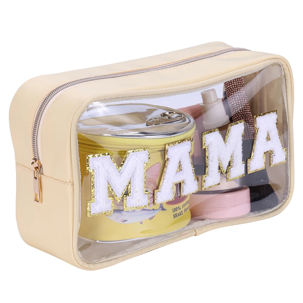 

Letter Patches Clear PVC Cosmetic Bag Women Fashion Travel Make up Cosmetic Bag Skin Care Stuff Snakes Makeup Pouch Toiletry Bag
