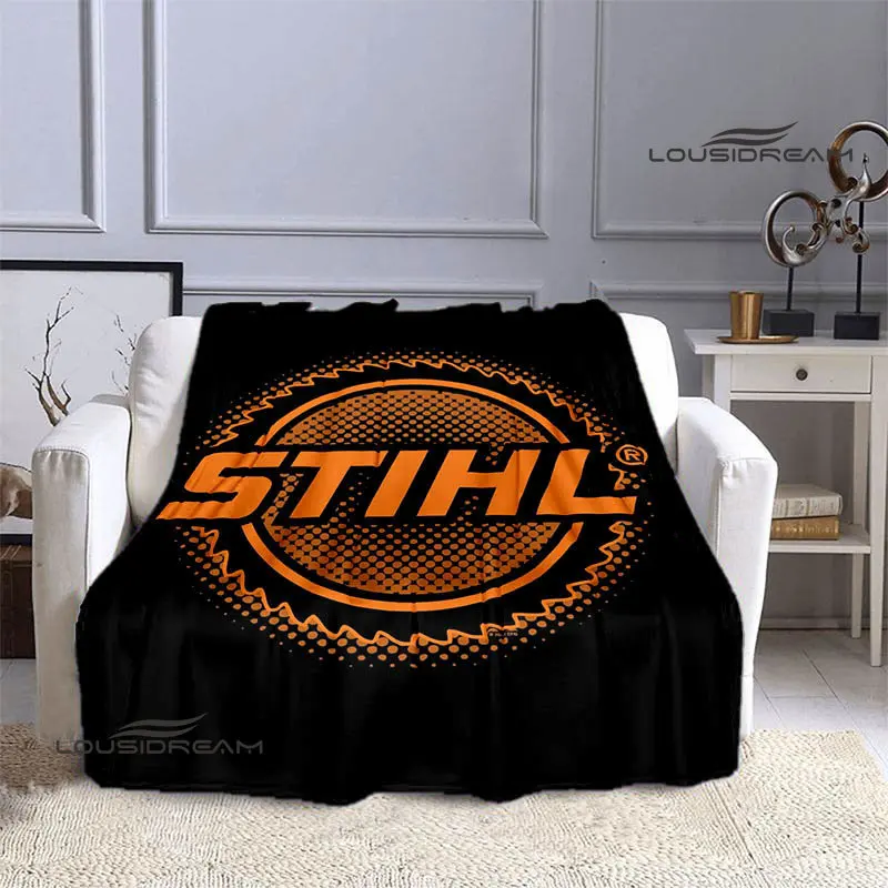 

stihl logo printed blanket Warm blanket Flange blanket picnic blanket Soft and comfortable blanket throw blanket birthday gift