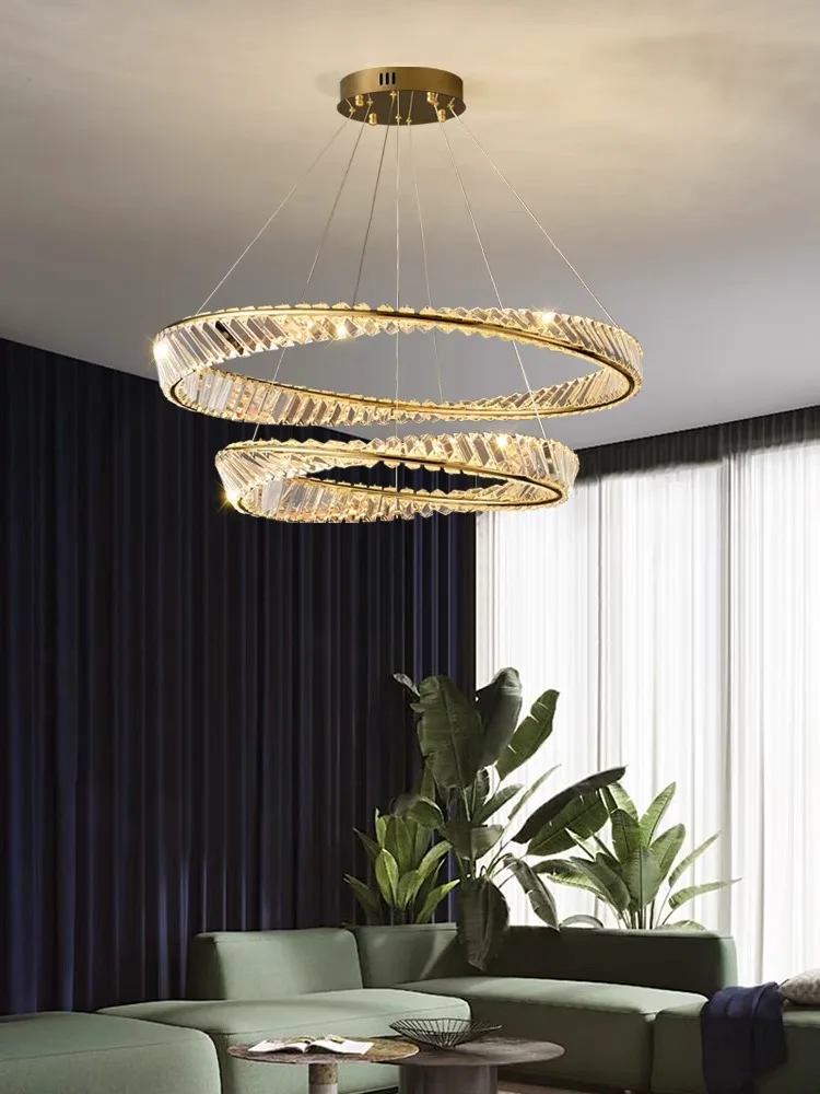 

Living room chandelier light luxury crystal post-modern minimalist master bedroom Scandinavian atmosphere dining room lamps and