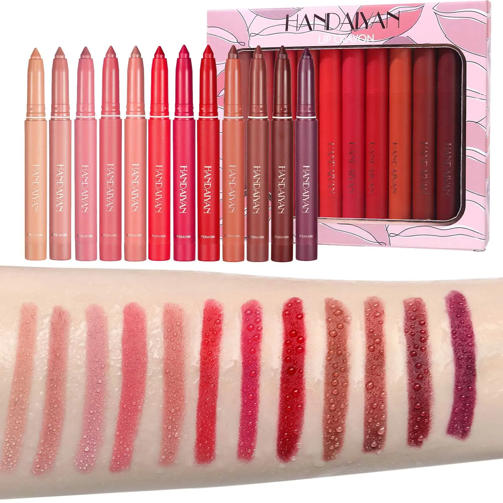 

Водостойкий карандаш-помада, набор косметики, ручка, матовый лайнер для губ, стойкие ручки для макияжа, легко носить, антипригарная чашка, 12 цветов