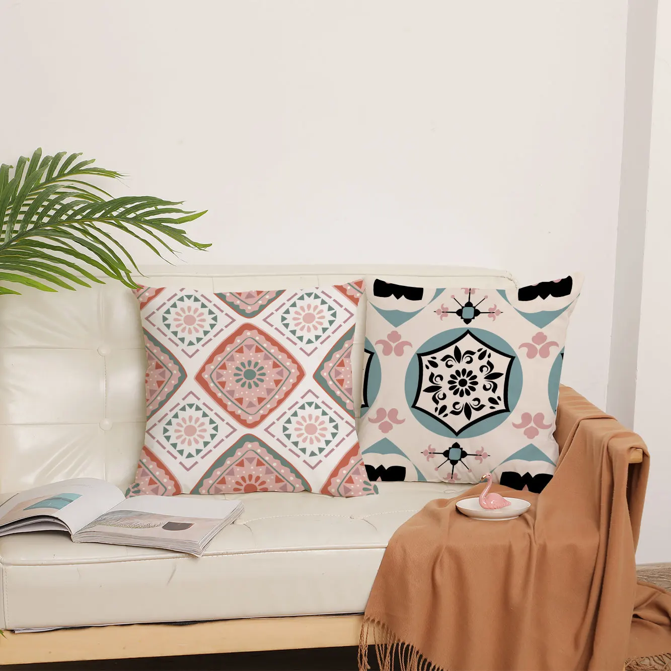 

New national style series sofa pillow case Nordic simple flannel pillow case