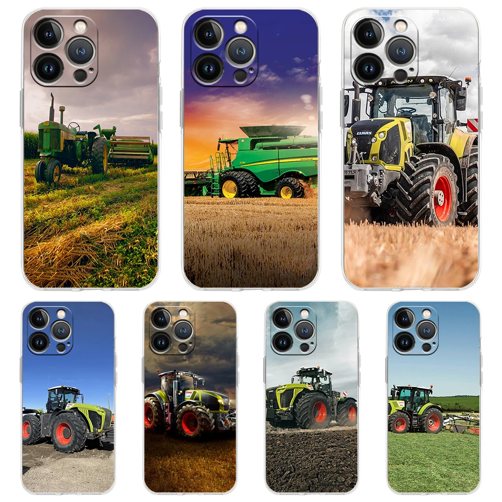 

Farm Bulldozer Soft Transparent Phone Case Cover for iPhone 14 13 12 11 Pro Max X XR 8 7 Plus SE 2020 XS Max Luxury Shell Fundas