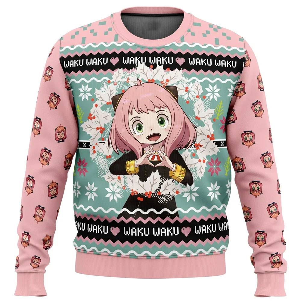 Anya Forger Waku Spy X Family Ugly Christmas Sweater Подарок Санта-Клаус Пуловер Мужская толстовка и топ