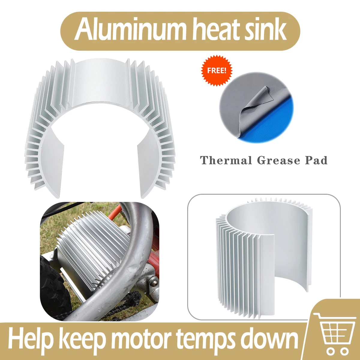 Фото Крышка двигателя подходит для Razor MX650/SX500/Kunray MY1020, алюминиевый радиатор двигателя с термосмазывающей прокладкой, термостойкий №1