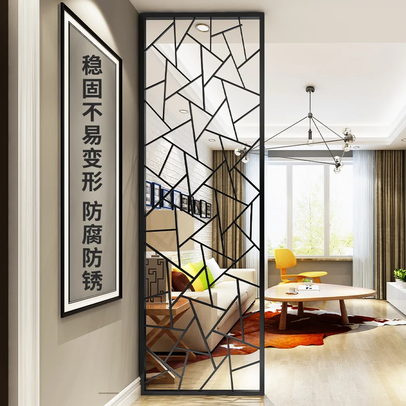 

Iron screen partition Nordic entry porch industrial wind net red dining living room decoration office hollow wall light luxury