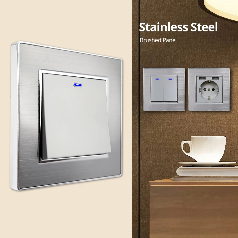 Wallpad 1 2 3 Gang 3-полосные настенные выключатели со светодиодной панелью из