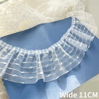 11cm wide tulle white mesh pleated fabric lace collar ruffle trim embroidery fringed ribbon dress hemlines curtain sewing decor