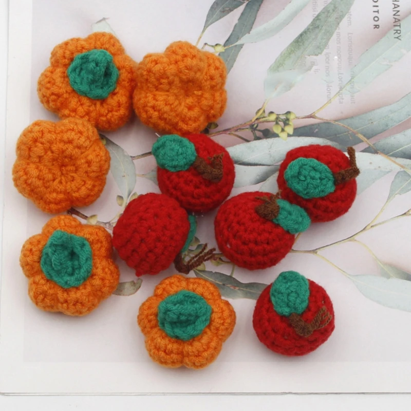 

Handmade Crochet Pumpkin/Fruit Chewable Knitting Wool Beads DIY Baby Pacifier Chain Accessories Infant Newborns Teether