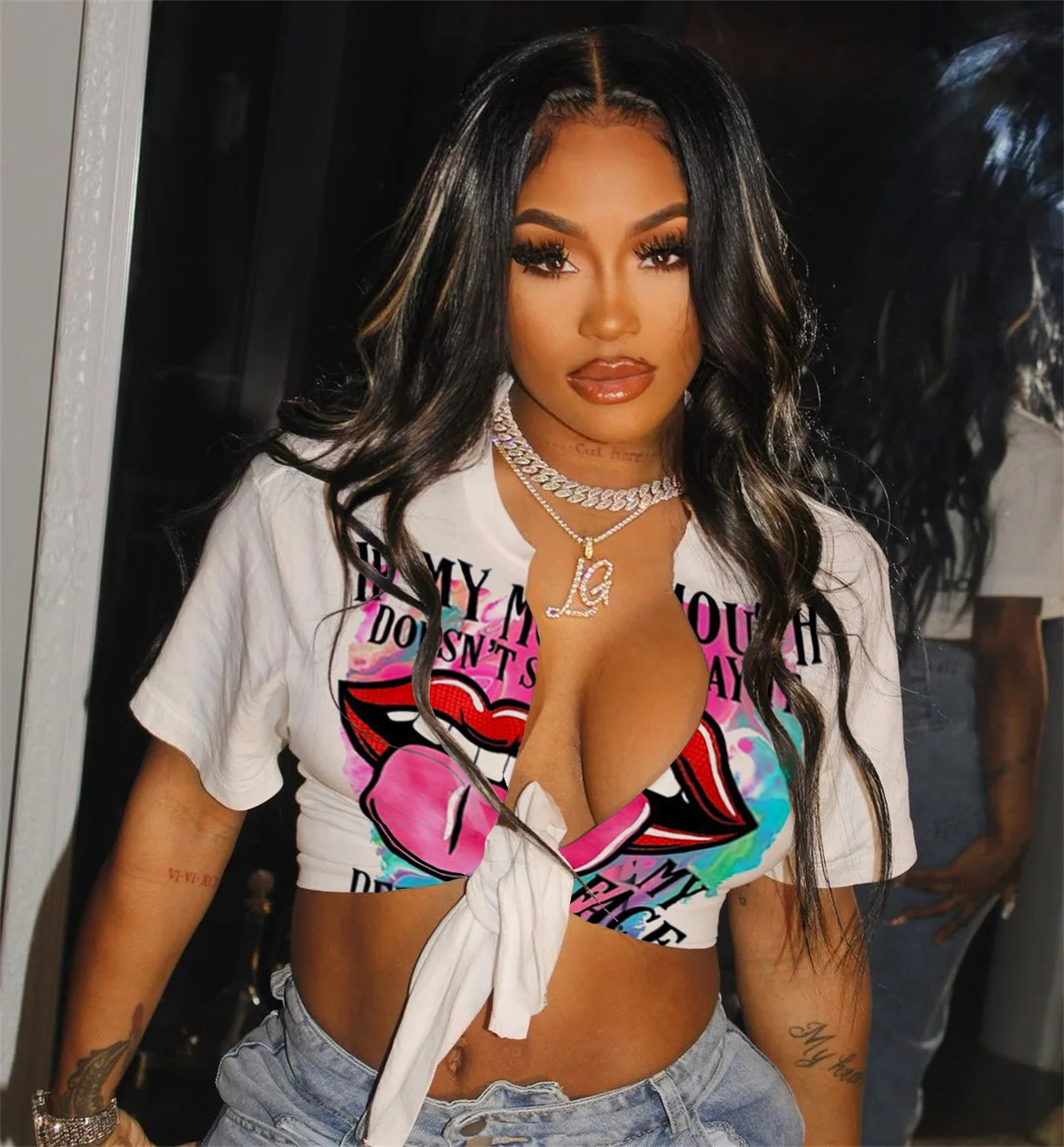 

Футболка женская хлопковая с цифровым принтом, Классический Повседневный Кардиган с вырезами и коротким рукавом, модная одежда в стиле хип...