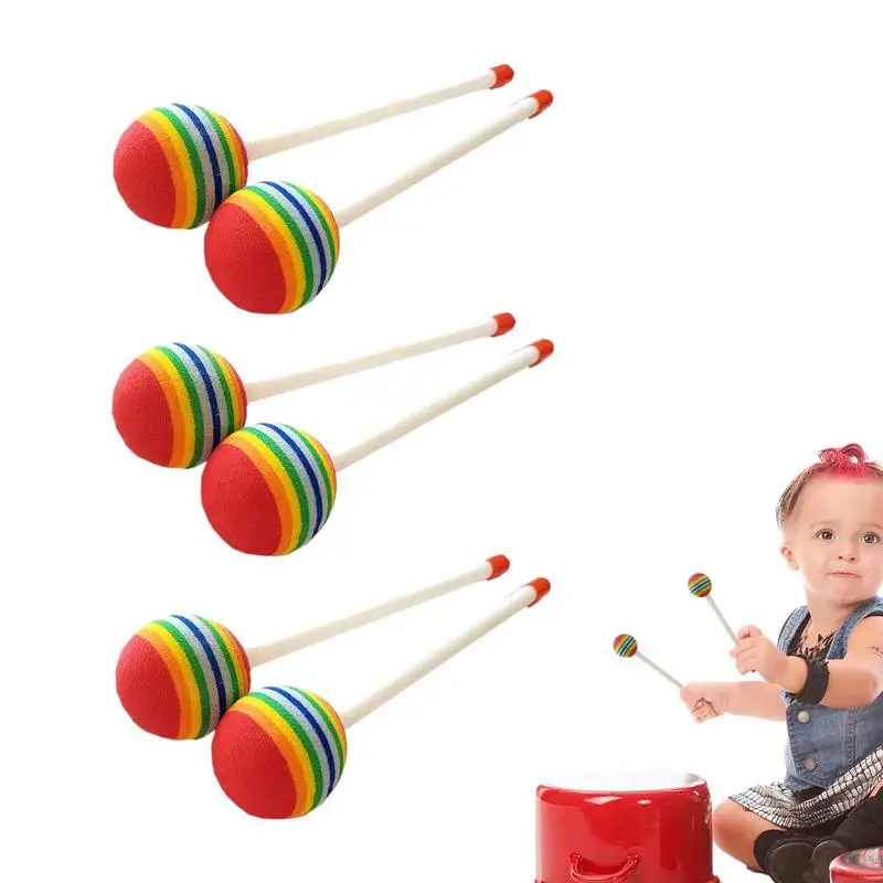 

Toddler Drum Sticks 6pcs Lollipop-shaped Drum Mallets Soft Percussion Instruments Xylophone Mallet For Concerts Drum Practice