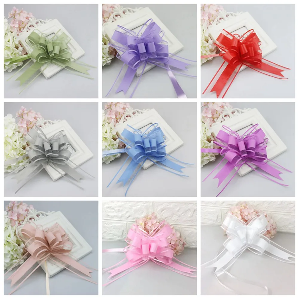 

10pcs/Set Pull Bow Gift Ribbons Flower Wrappers For Wedding Events Birthday Decoration Happy New Year Christmas Gifts Decoration