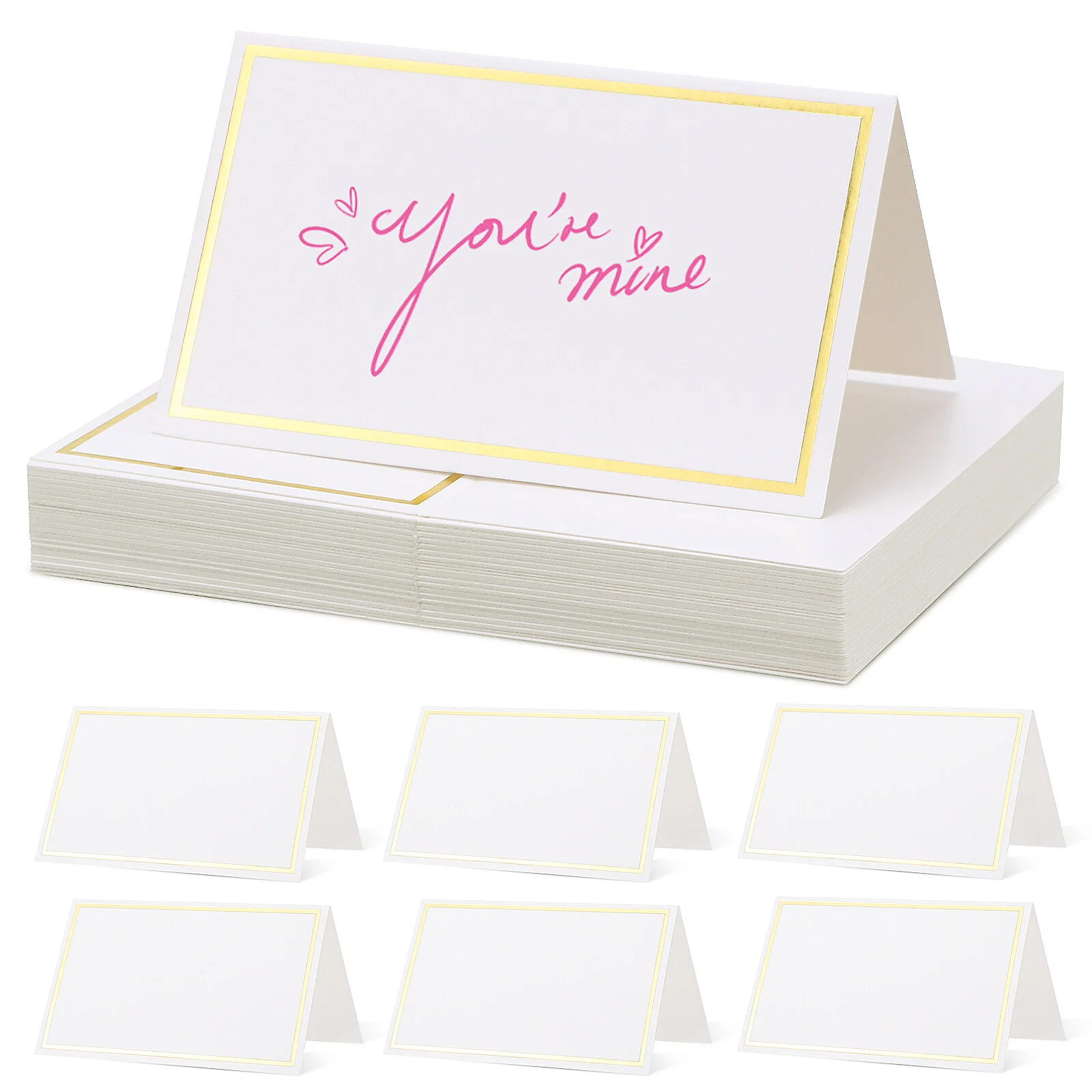 

40Pcs Place Cards Blank Table Name Place Cards with Gold Foil Stamping Border for Table Setting Reserved Seating