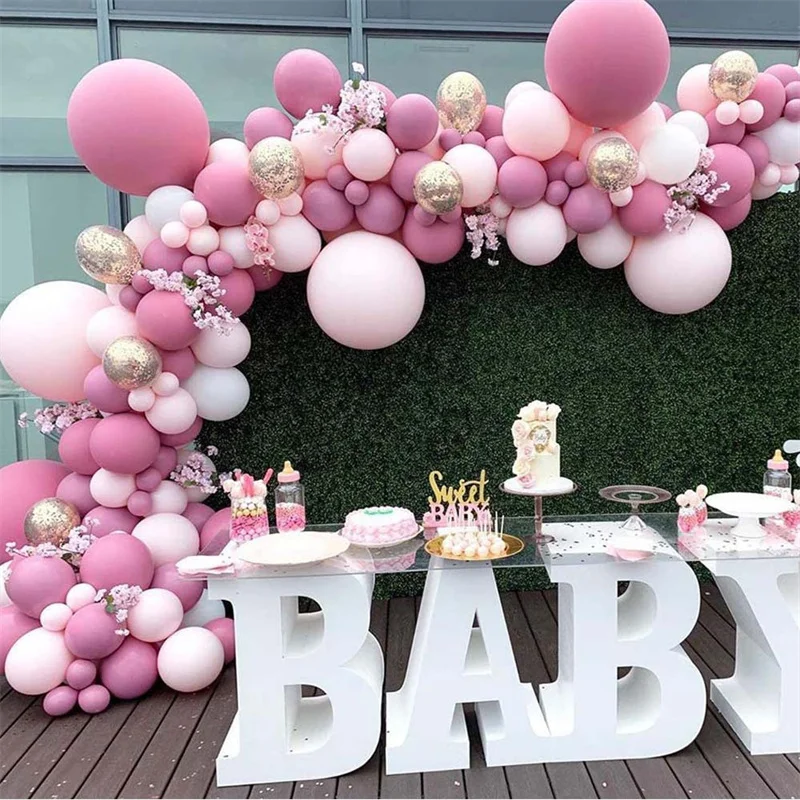 

Macaron Pink Balloon Garland Arch Kit Wedding Birthday Party Decoration Kids Globos Rose Latex Ballon Girl Birthday Decorations