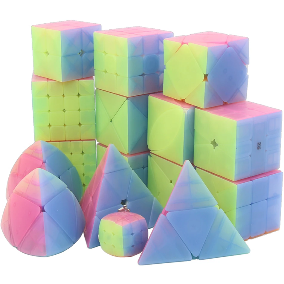 

QiYi Jelly Color 2x2 3x3 4x4 5x5 Pyramid Keychain Magic Cube Jelly Educational Cubo Magico Puzzle Toy for Children Kid Gift