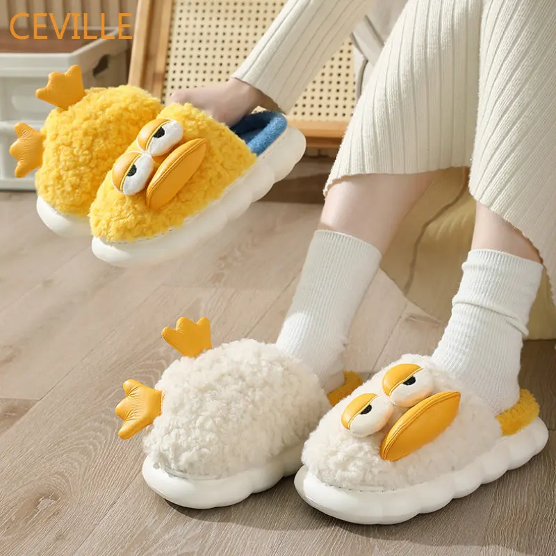 Winter Slippers Kawaii Cute Duck Slippers Women Shoes Indoor House Shoes Warm Plush Slipper Home Platform Footwear Drop Shipping