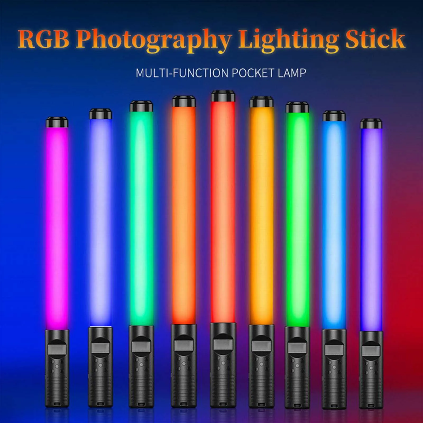 

50cm RGB Stick Light Wand Lightweight Handheld Tube Light Led Video Light CRI 95+ 2000mAh Photography Studio Lamp Type-C