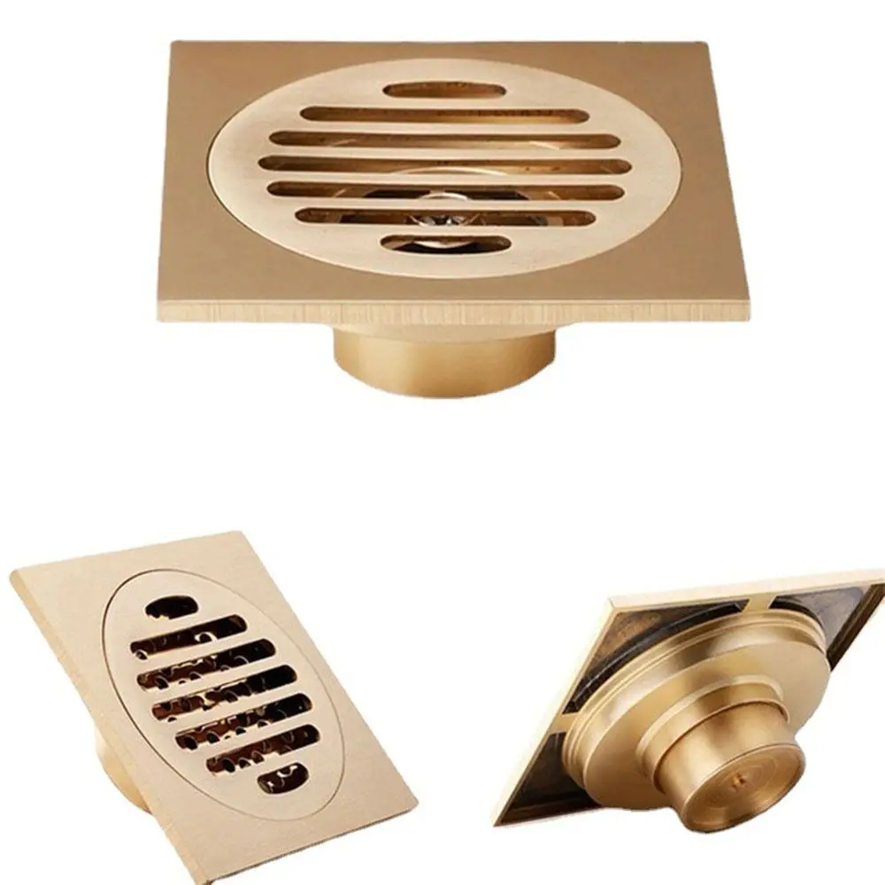 

Bathroom Floor Shower Drain Waste Floor Drain Anti-odor Bathtub Shower Drainer All Copper Square Drainage