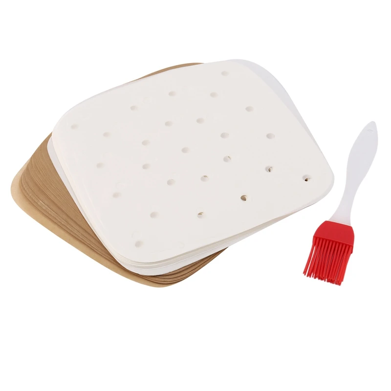 

200 шт., квадратные прокладки для фритюрницы, не прилипающие, искусственная перфорированная неотбеленная бумага для пергамента, прокладки дл...