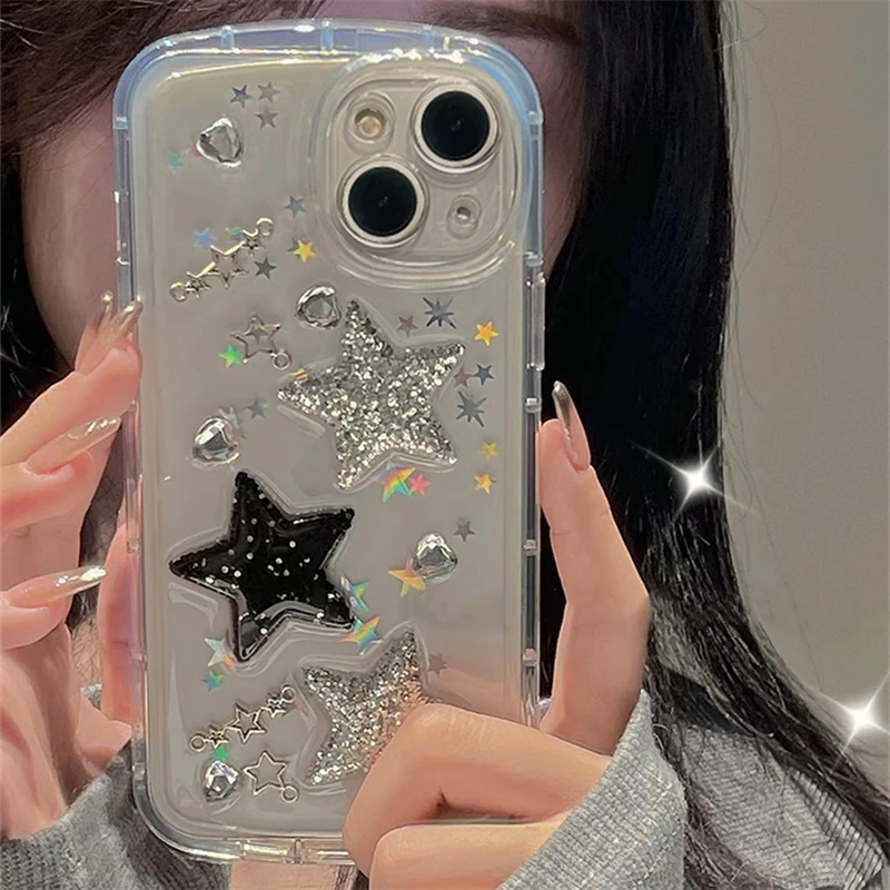 

Прозрачный чехол-накладка Star для Iphone 11 Pro, эпоксидная смола, мягкий ударопрочный чехол 12, 13 цветов, блестящий 14