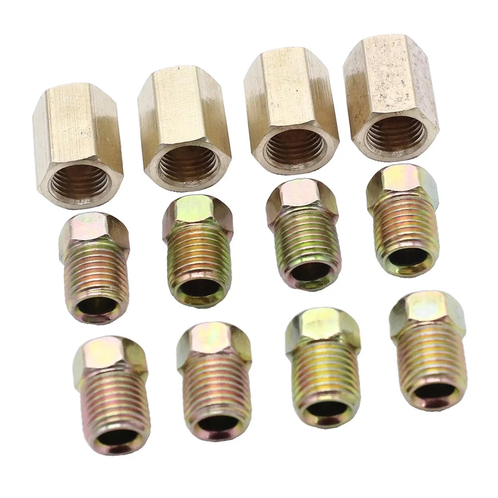 

V12pcs 1/4 " - 24 резьбовые тормозные фитинги заменяет для 1/4" трубы тормозной трубы 2 Кол-во 2-сторонний женский разъем с 4 M10 10 мм M