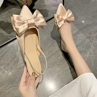 new summer women slippers fashion satin womans sandals butterfly knot sweet woman pumps pointed toe low heels female daily shoes