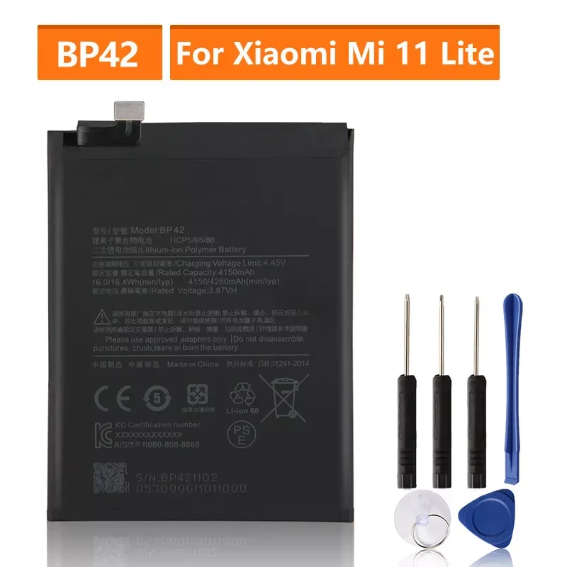 

NEW2023 Replacement Battery For Xiaomi Mi 11 Lite BP42 Rechargeable Phone Battery 4250mAh With Tools