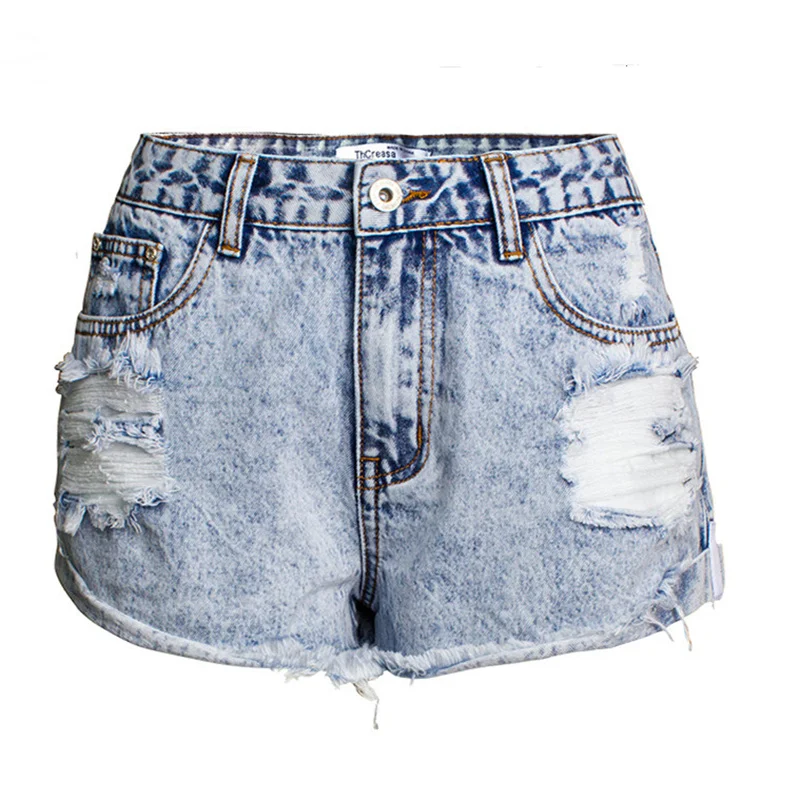 

Женские джинсовые шорты с дырками, синие повседневные облегающие шорты из денима с дырками, модель J197 на лето, 2022