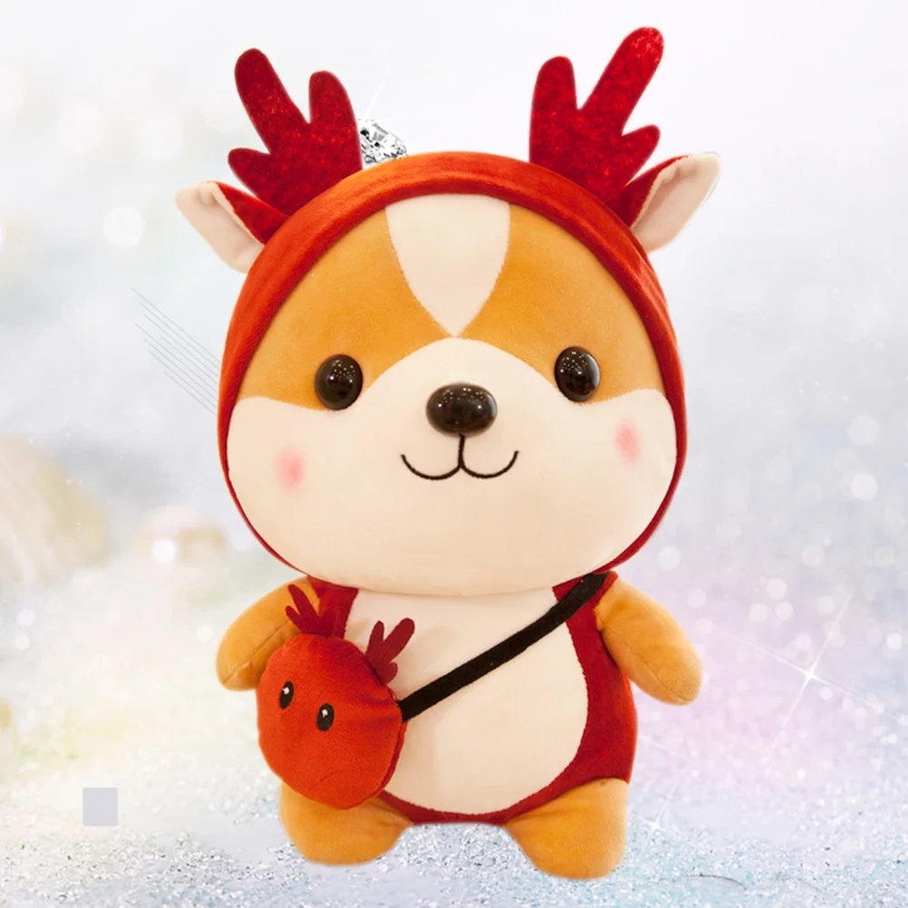 

1pc 25cm Plush Toy Stuffed Toy Elk Creative for Kids Children Birthday Gift (Red)