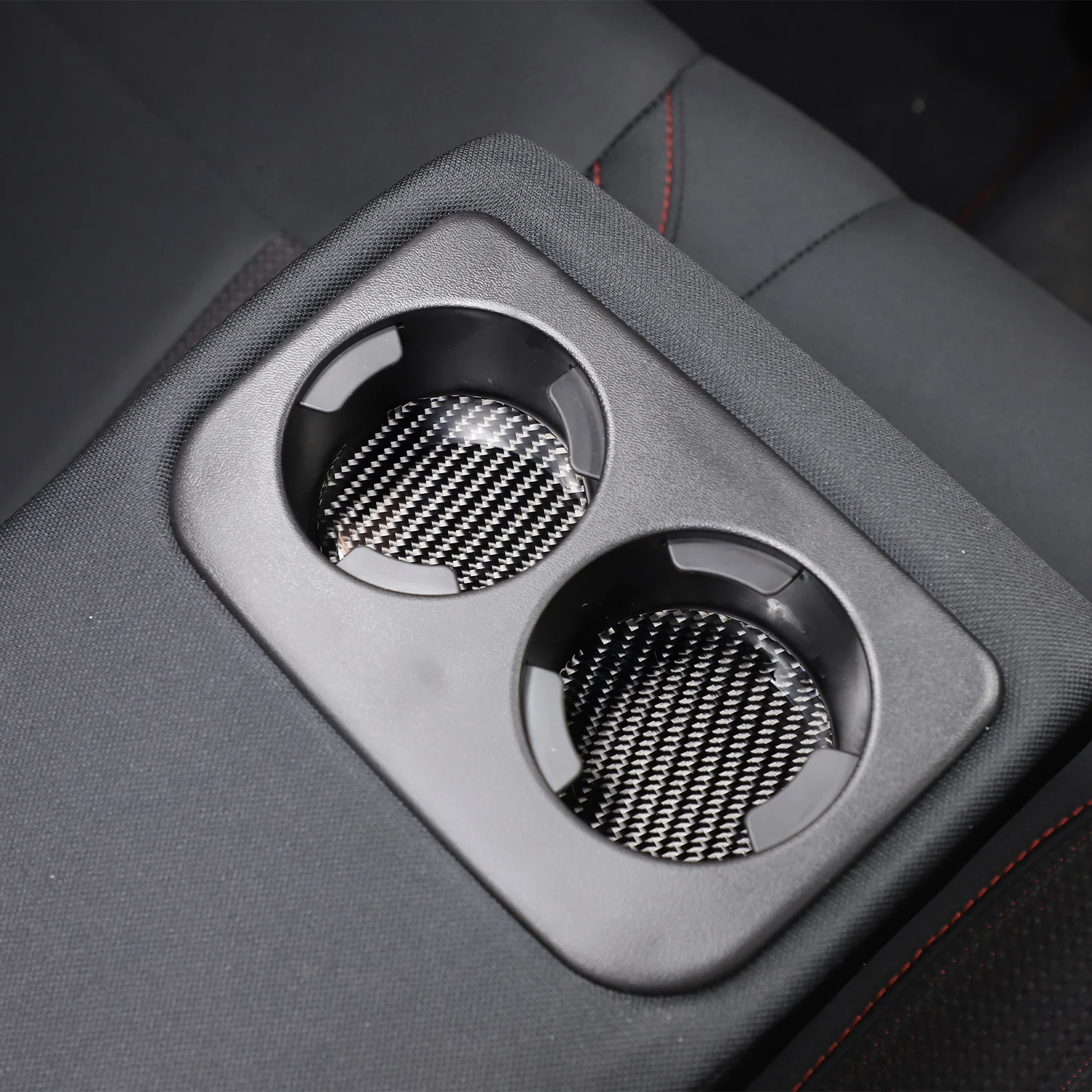 

Soft Carbon Fiber Rear Drain Cup Holder Coaster Panel Trim Sticker For 2022-2023 Subaru WRX STI Car Interior Accessories
