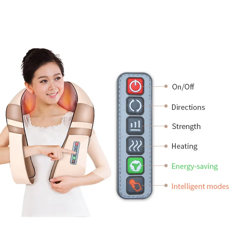 

Электрический шиацу массажер для спины, шеи, плеч и тела с инфракрасным подогревом, 4D разминающее устройство для массажа автомобиля/дома, шаль