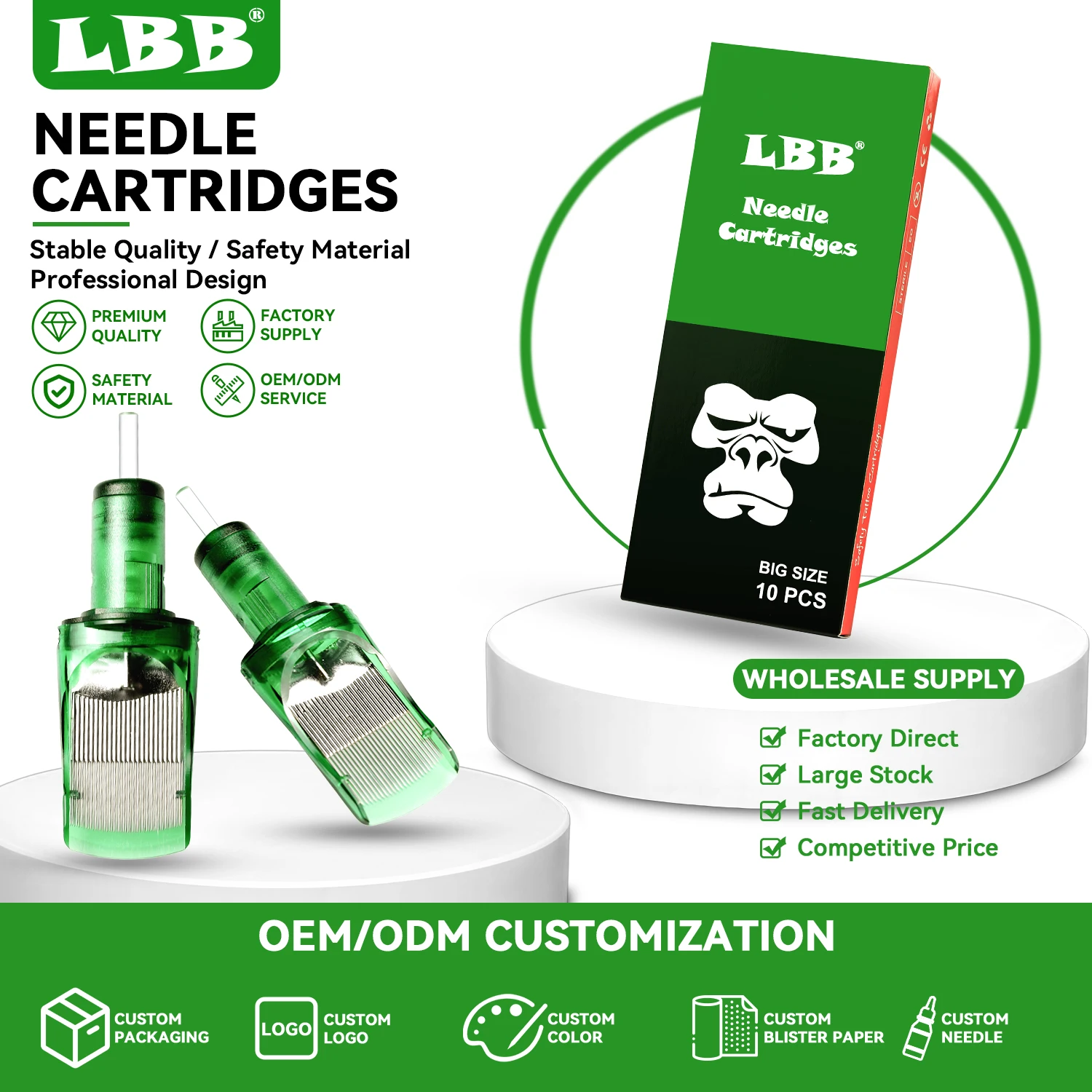 Фото Иглы для тату LBB Super Large Magnum, 10 шт., M1, одноразовые, 0,35 мм, для крупных рисунков и теневой росписи. №1
