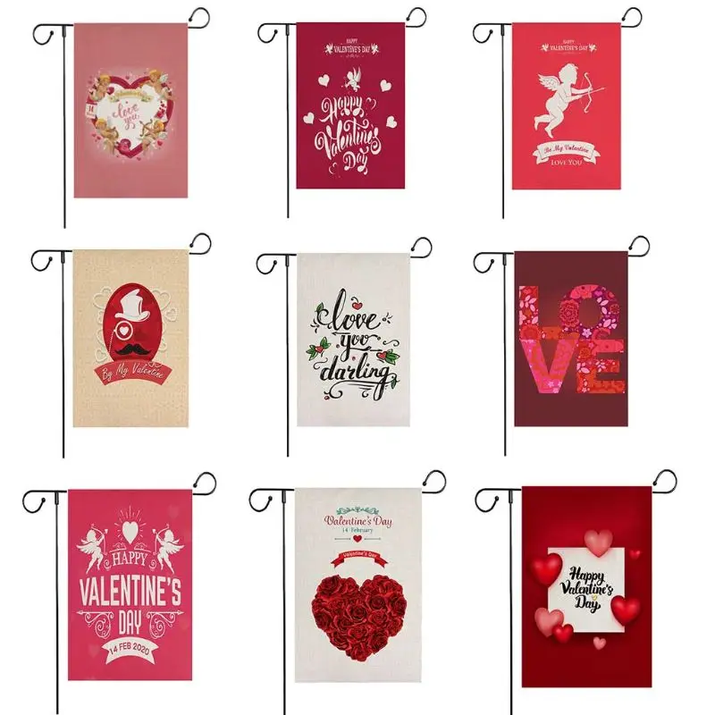 

Evergreen Love Valentine's Day Glitter for arrow Applique Flax Garden Flag decorative door hanger