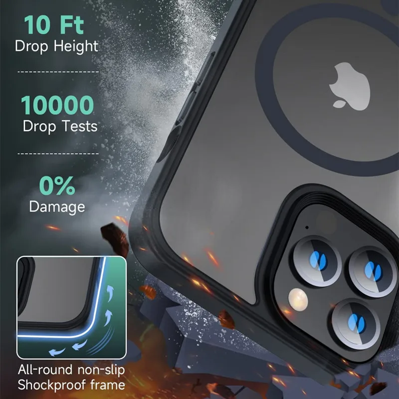 Luxury Magnetic For Magsafe Wireless Charging Phone Case For iPhone 14 13 12 11 Pro Max Plus Transparent Matte Shockproof Cover
