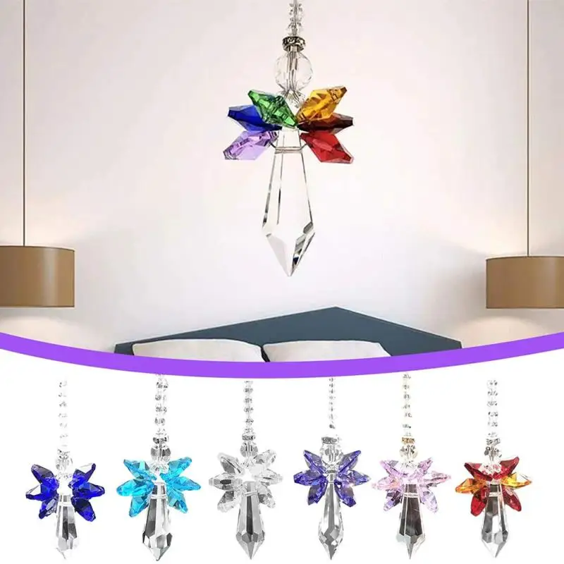 

Modern Wind Chimes Hanging Ornaments Rainbow Crystal Angel Chakra Suncatcher Car Charm Pendant Wall Window Door Room Home Decor