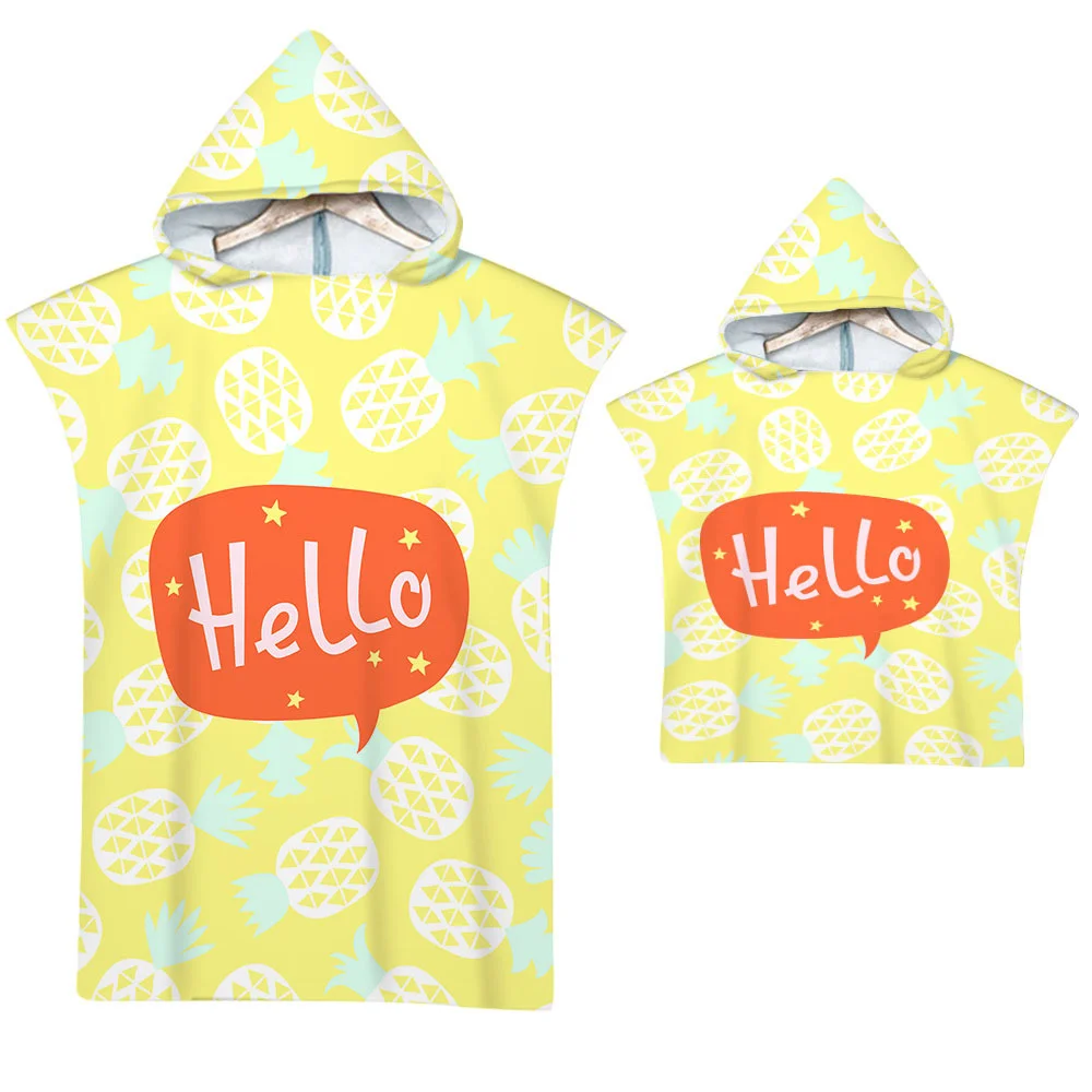 Банный халат с капюшоном из микрофибры и принтом ананасов