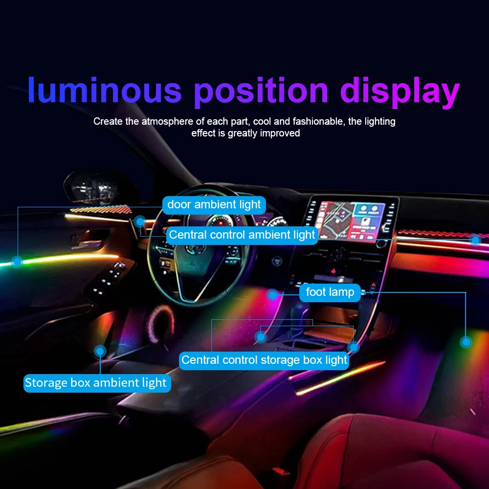 18-в-1 Symphony RGB Неоновая Полоса, Комплект Окружающего Освещения Салона Автомобиля, Полноцветное Украшение, Атмосферный Свет (art.: 3920ccf2abc7b) - 3920ccf2abc7b