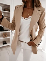 solid colors long sleeve single button notched blazer female office lady elegant blazer 2021 new work clothing commute blazers