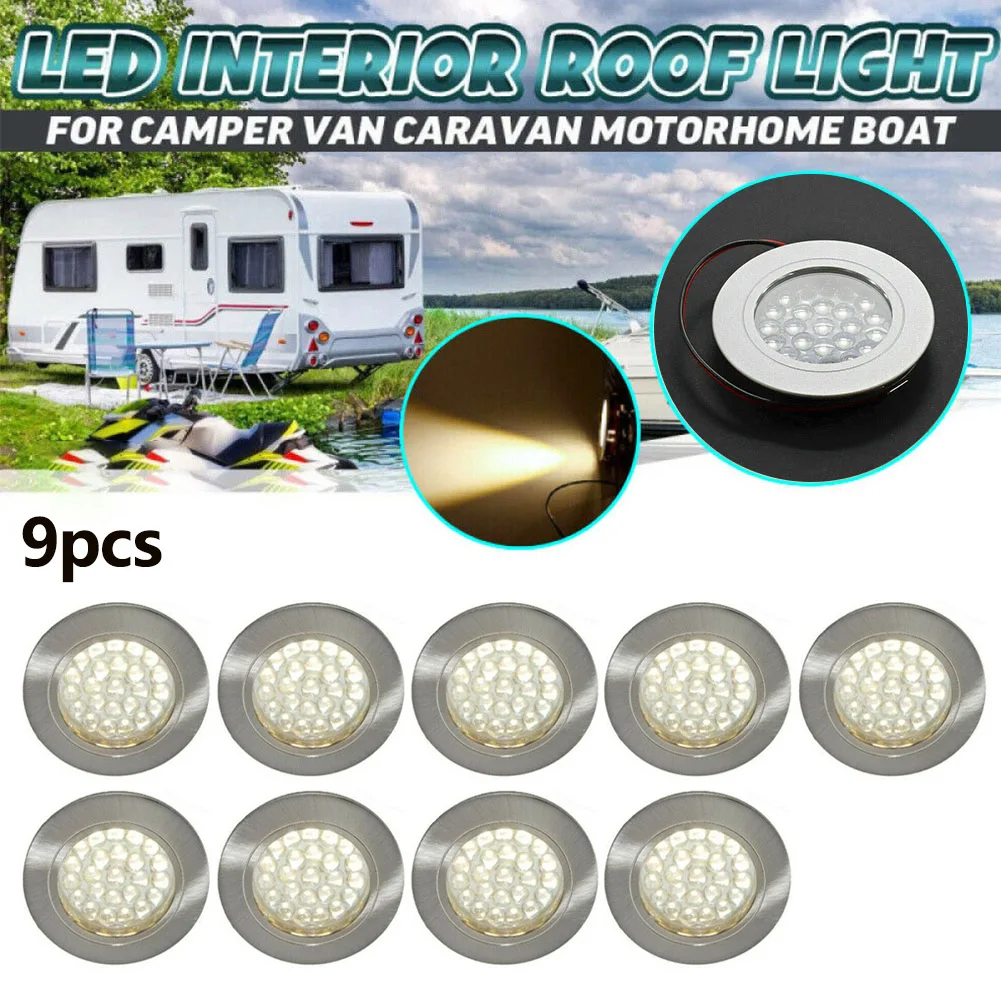 

9pcs 12V LED Touch Sensor Switch Light Boat Caravan RV Warm Spotlight Warm White Light 3000K Sand Silver Shell 30cm Red