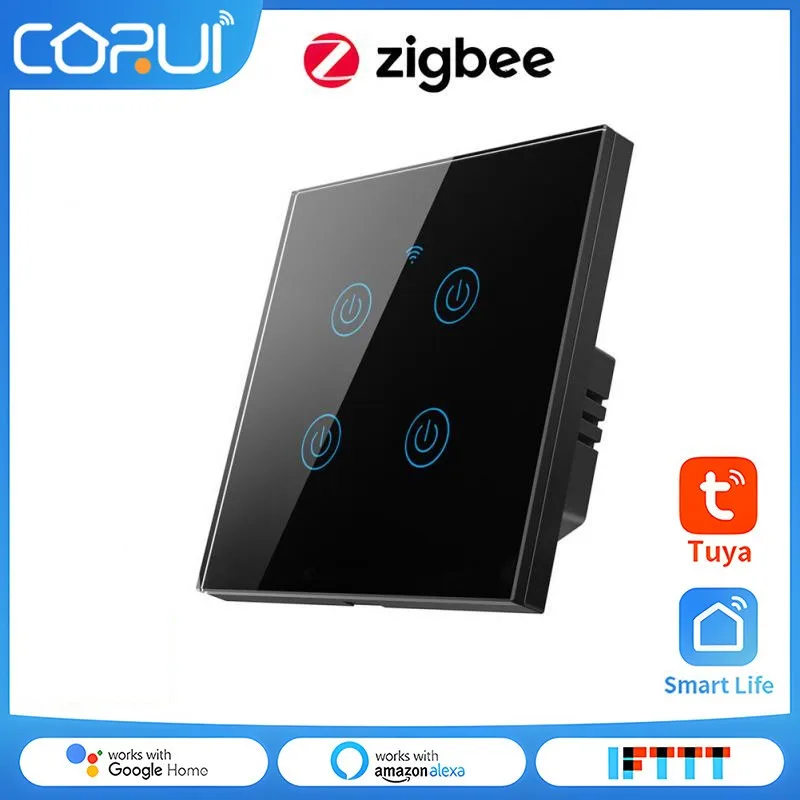 

Умный светильник ель света CORUI Zigbee, сенсорный выключатель с дистанционным управлением через приложение Tuya, работает с Alexa Google Home Яндекс Alice EU