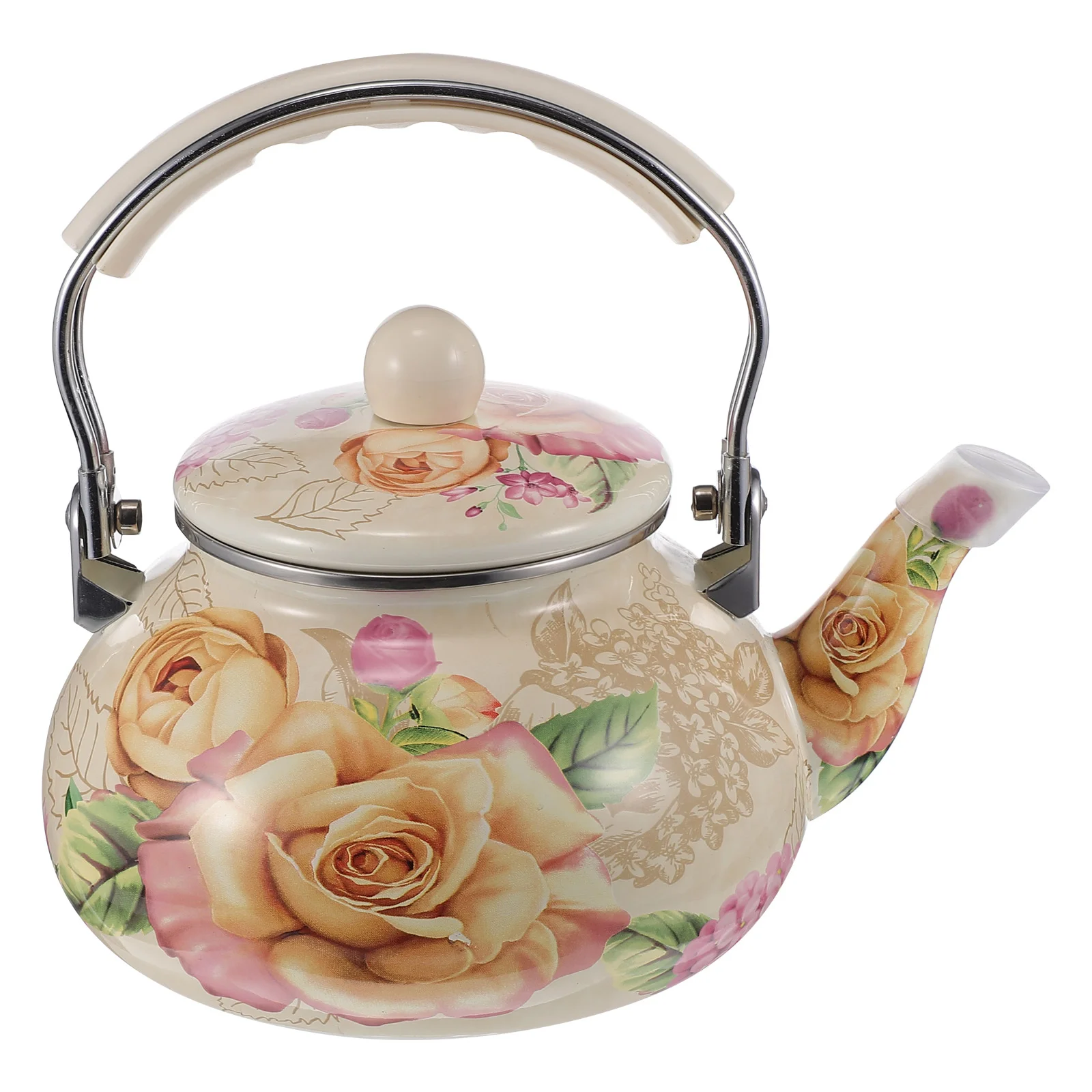 

Tea Kettle Enamel Teapot Pot Stove Stovetop Water Floral Ceramic Teakettle Retro Porcelain Pots Hot Handle Colorful Boiling