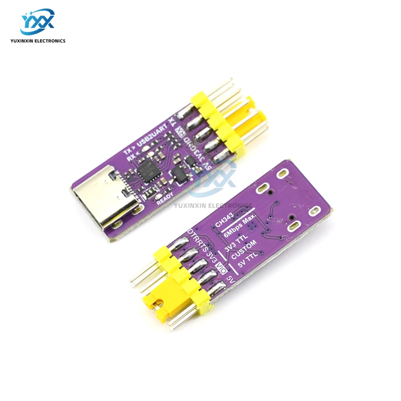 Фото Модуль USB-трансивер CH343P (1/3/5/10 шт.) с интерфейсом Type-C, 6 Мбит/с, 5В/3.3В, TTL UART для отладки, прошивки и загрузки (замена CH340) №5