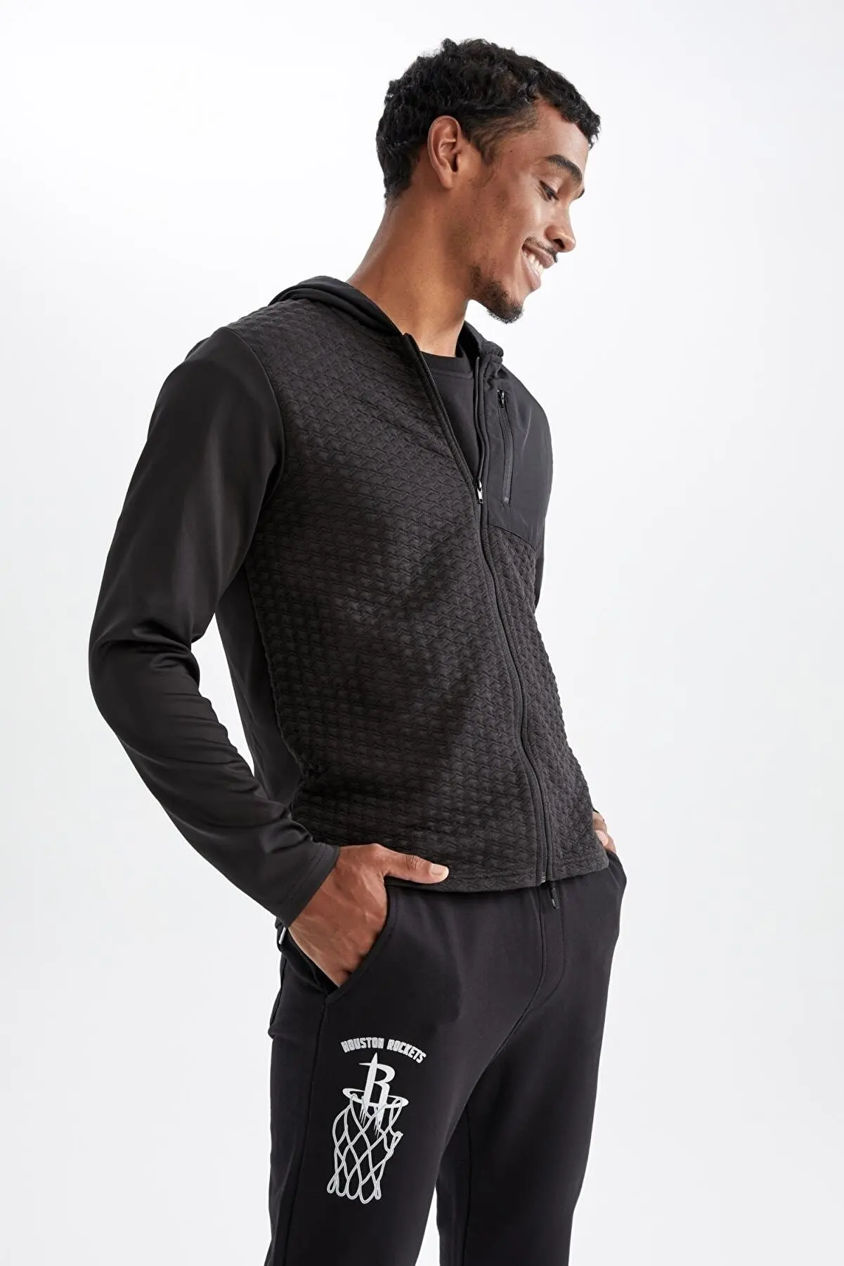 

Men's black patterned hood athletic Sweatshirt Hoodie Hooded Sweatshirts for Men 52119935