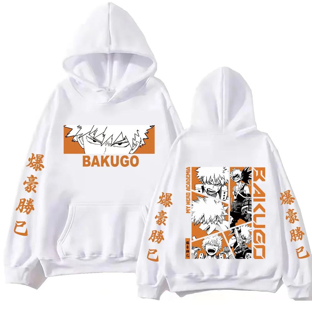 Фото Аниме My Hero Academia Bakugo Толстовка с капюшоном Harajuku Хип-хоп Пуловер Топы Подарок фанатам №2