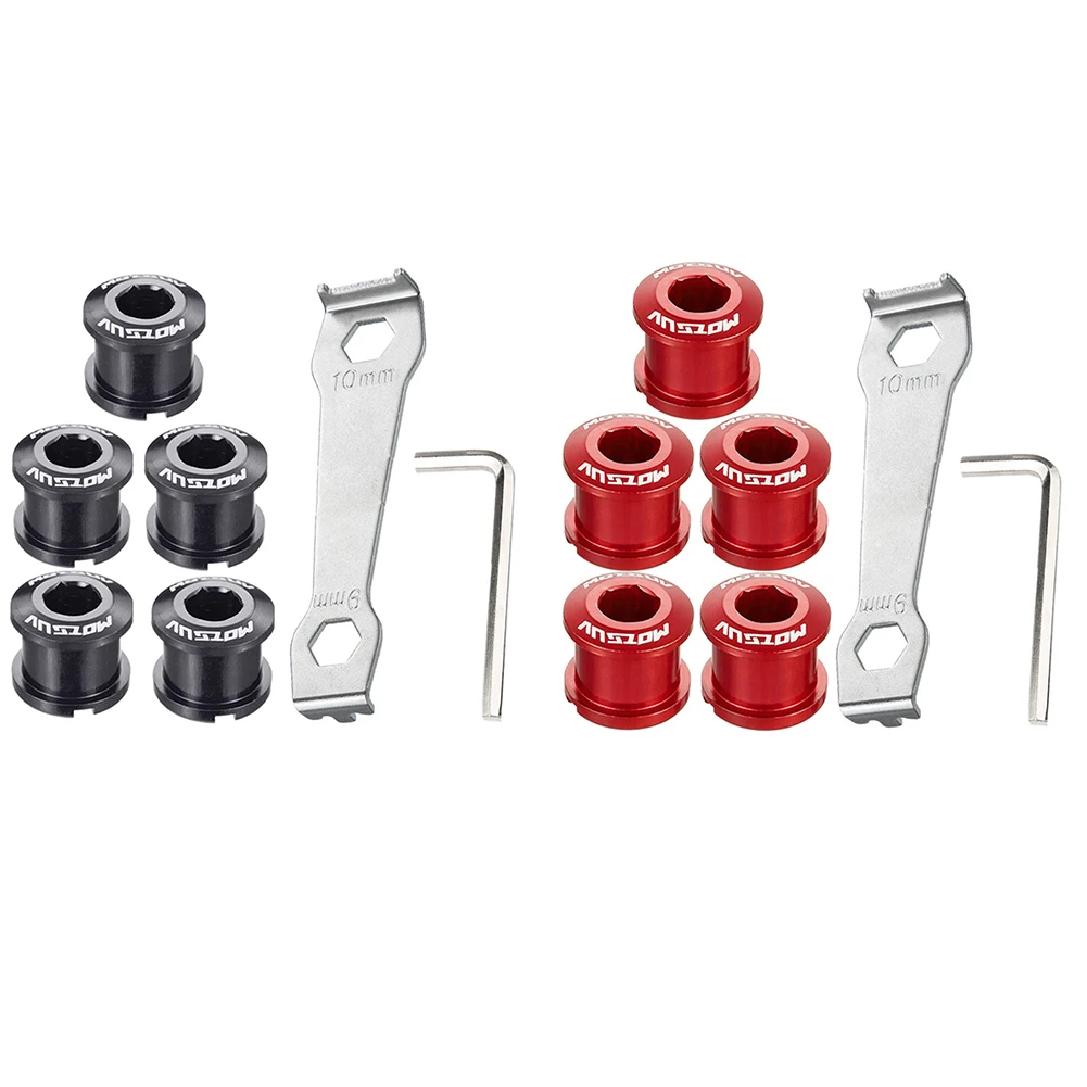 

5pcs MTB Disc Chainwheel Bolts with Nut Wrench Kits Aluminum Alloy Bike Disc Screws with Nut Wrench Tool for Crankset Parts