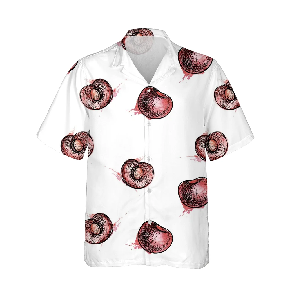 Jumeast New 3d Cartoon Cherry Printed Mens Hawaiian Shirt Short Sleeve Fashion Fruit Shirts for Men Casual Loose Tops Streetwear