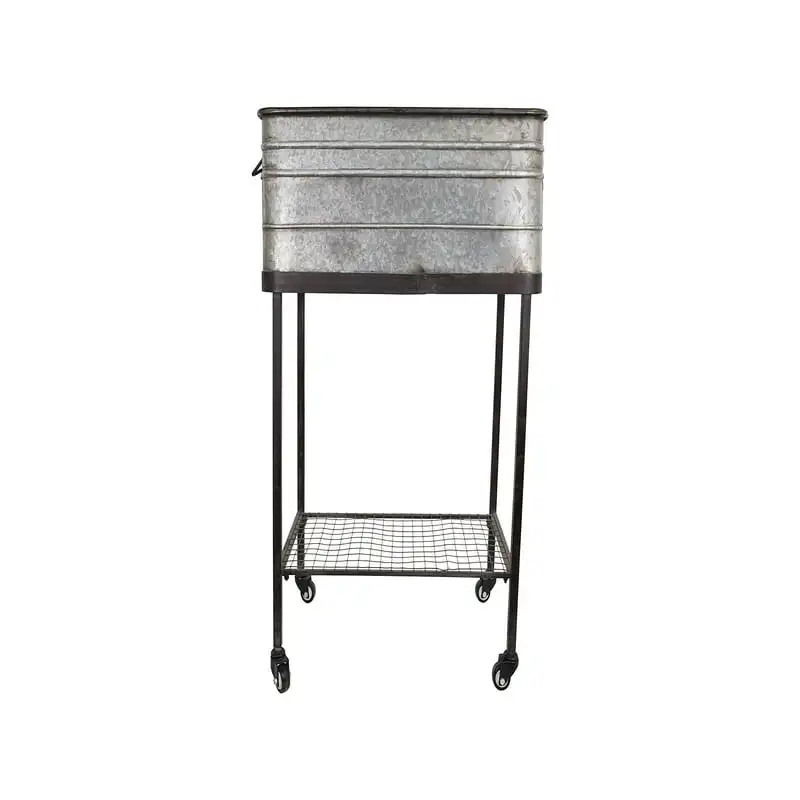

Metal Bucket Planter with Black Stand on Casters