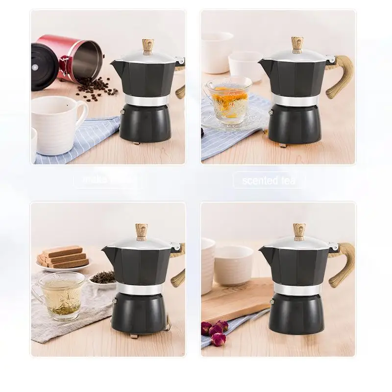 

European Style Wooden Handle Coffee Pot Portable