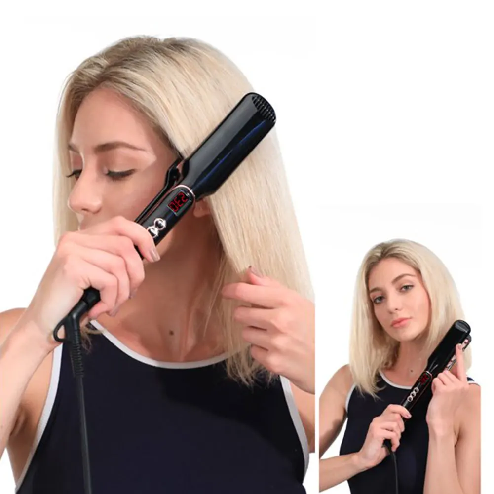 

2 In 1 Curling Iron Professional Fast Heating Styling LCD Display Hair Straightener Adjustable Temperature Volumizing Tool