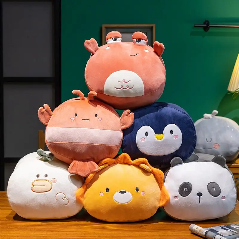 

Kawaii 28CM Cartoon Lion&Crab&Lobster&Panda&Duck&Whale Winter Hand Warmer Pillow Warm Hands Plush Home Decors Gifts for Kids